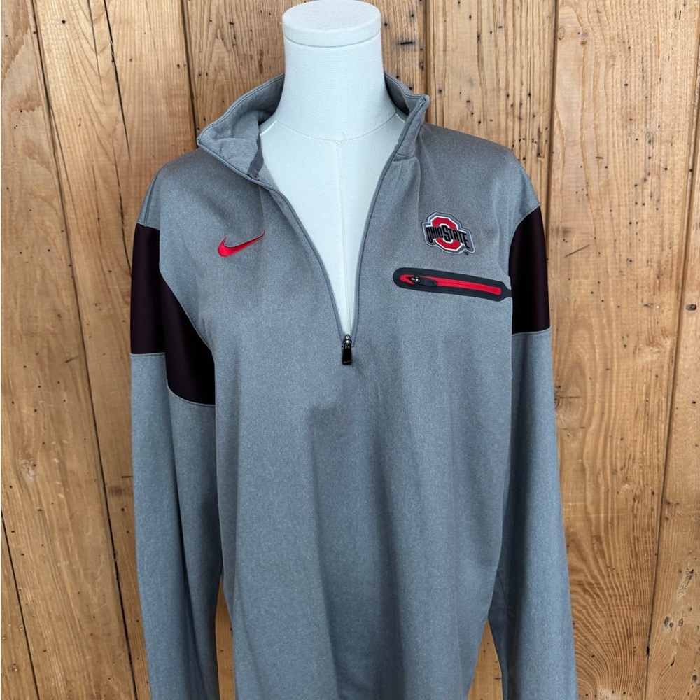 Nike Ohio State Buckeyes Men’s Large Gray Dri-FIT Quarter-Zip Pullover - Picture 5 of 9